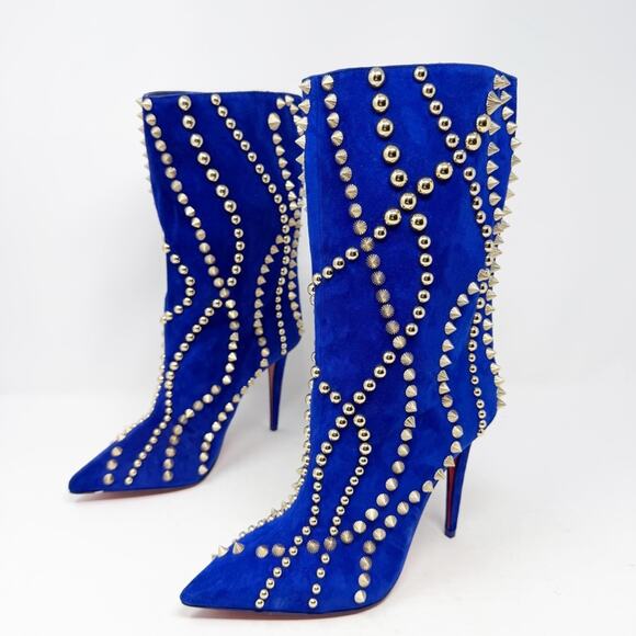 Christian Louboutin Shoes - Christian Louboutin Astrilarge Booty Pika Studded Spike Suede Boots Size EU 37